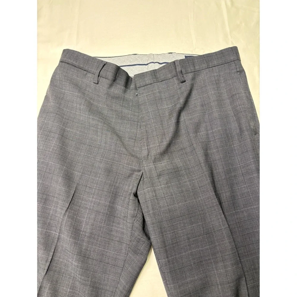 Banana Republic Classic Fit Men's Gray Plaid Wool Blend Dress Pants W34 L34